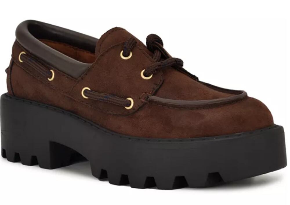 Nine West Kerisa2 Shoes Women's Size 8.5 Brown Suede Boat Lug Sole New Boxed